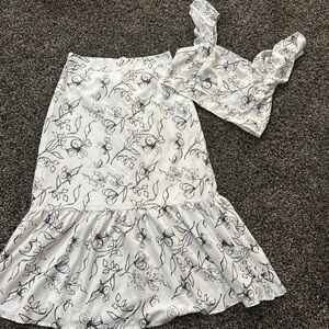 SHEIN Black and White Floral Midi Skirt